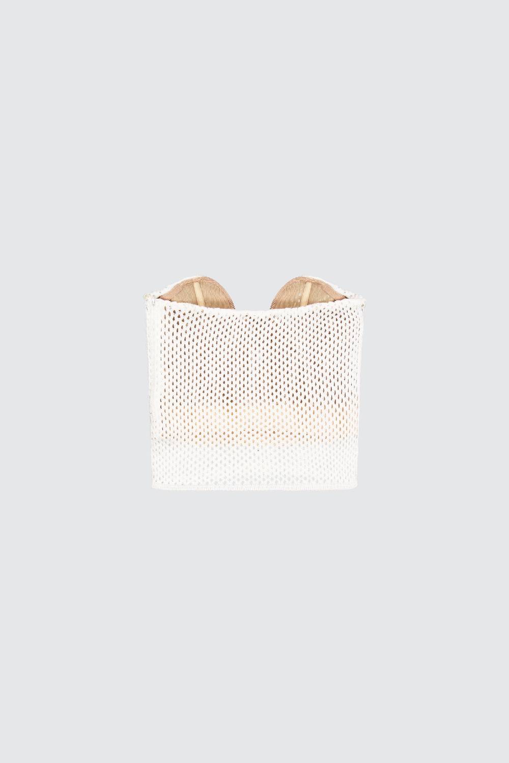 Laneus Laneus top milk in mesh con scollo a cuore Vendita Calda