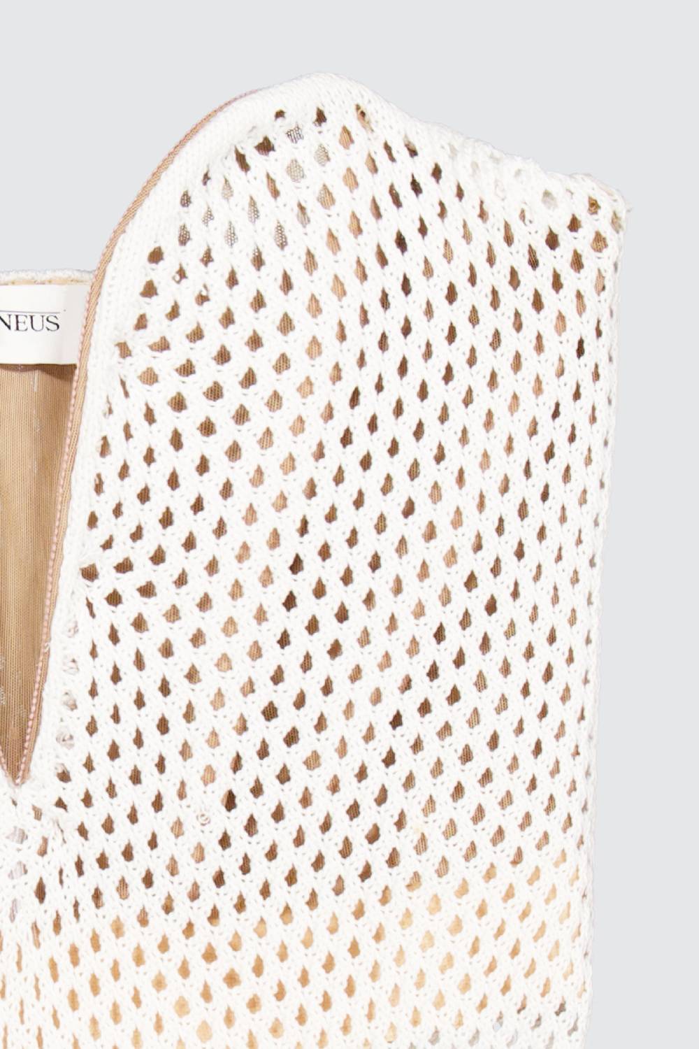 Laneus Laneus top milk in mesh con scollo a cuore Vendita Calda