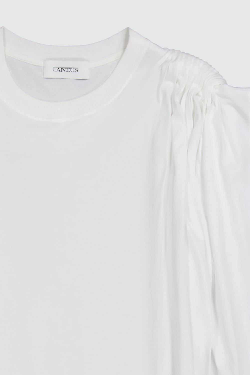 Laneus Laneus t-shirt white classic con drappeggio sulla spalla In Saldo