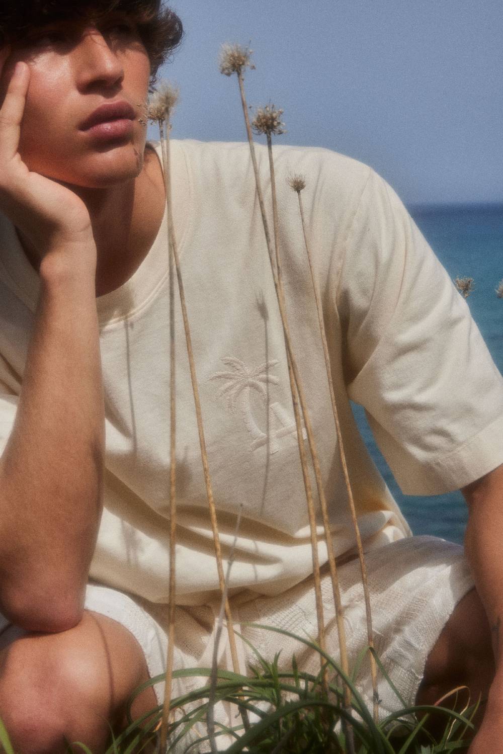 Laneus Laneus milk t-shirt palm printed logo Moda