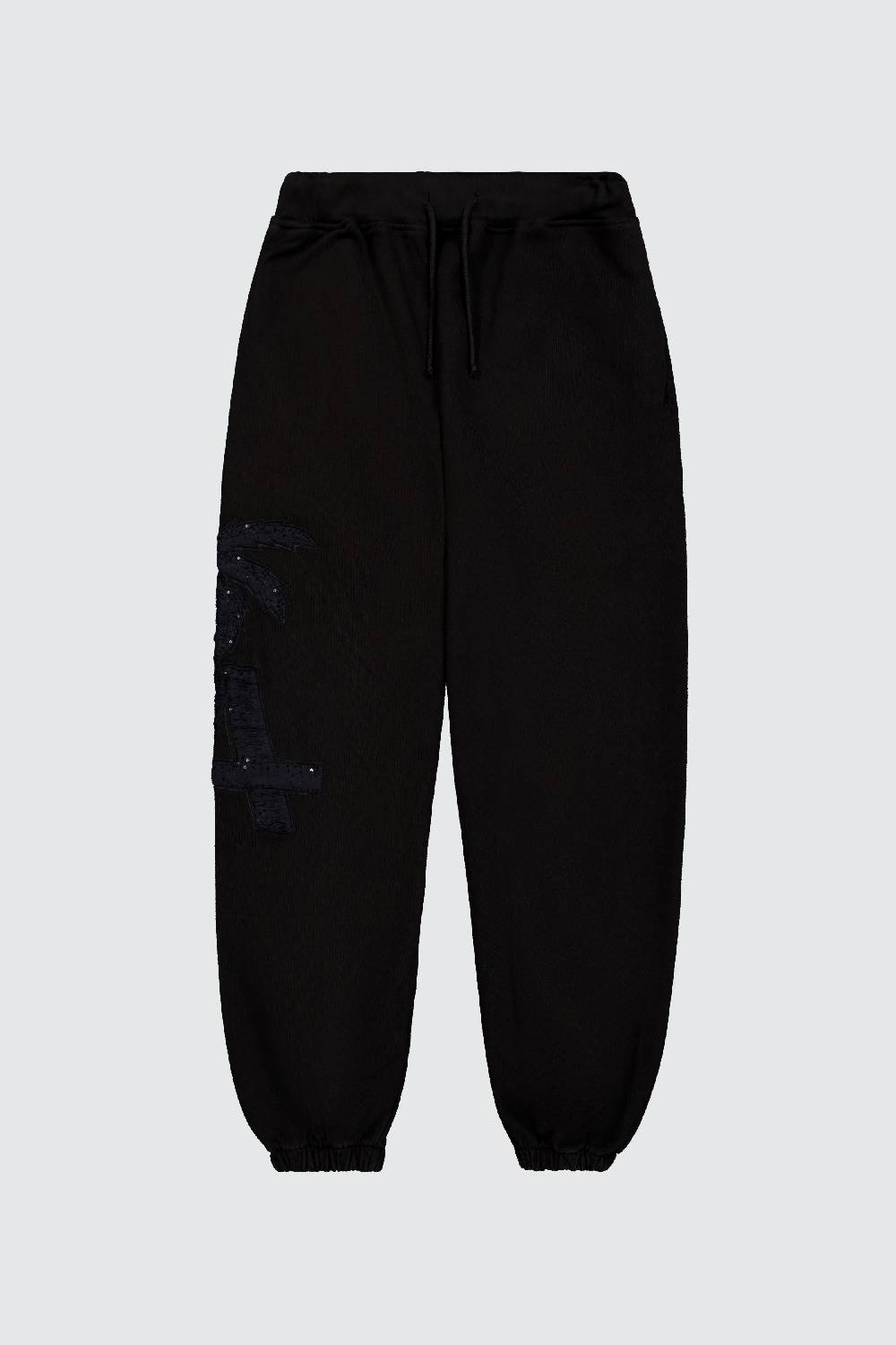 Laneus Laneus pantaloni in felpa black palm print logo Saldi