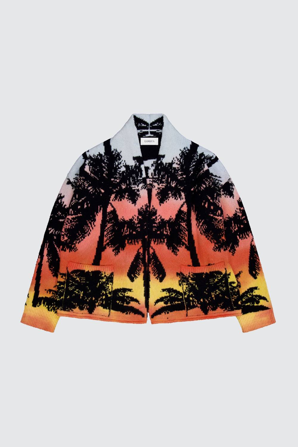 Laneus Laneus cardigan in jacquard effetto palm print allover Offerte