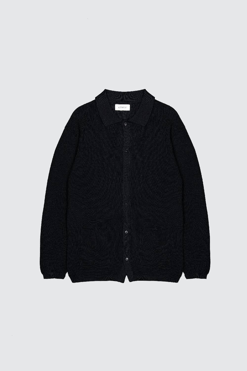 Laneus Laneus polo black in maglia a maniche lunghe