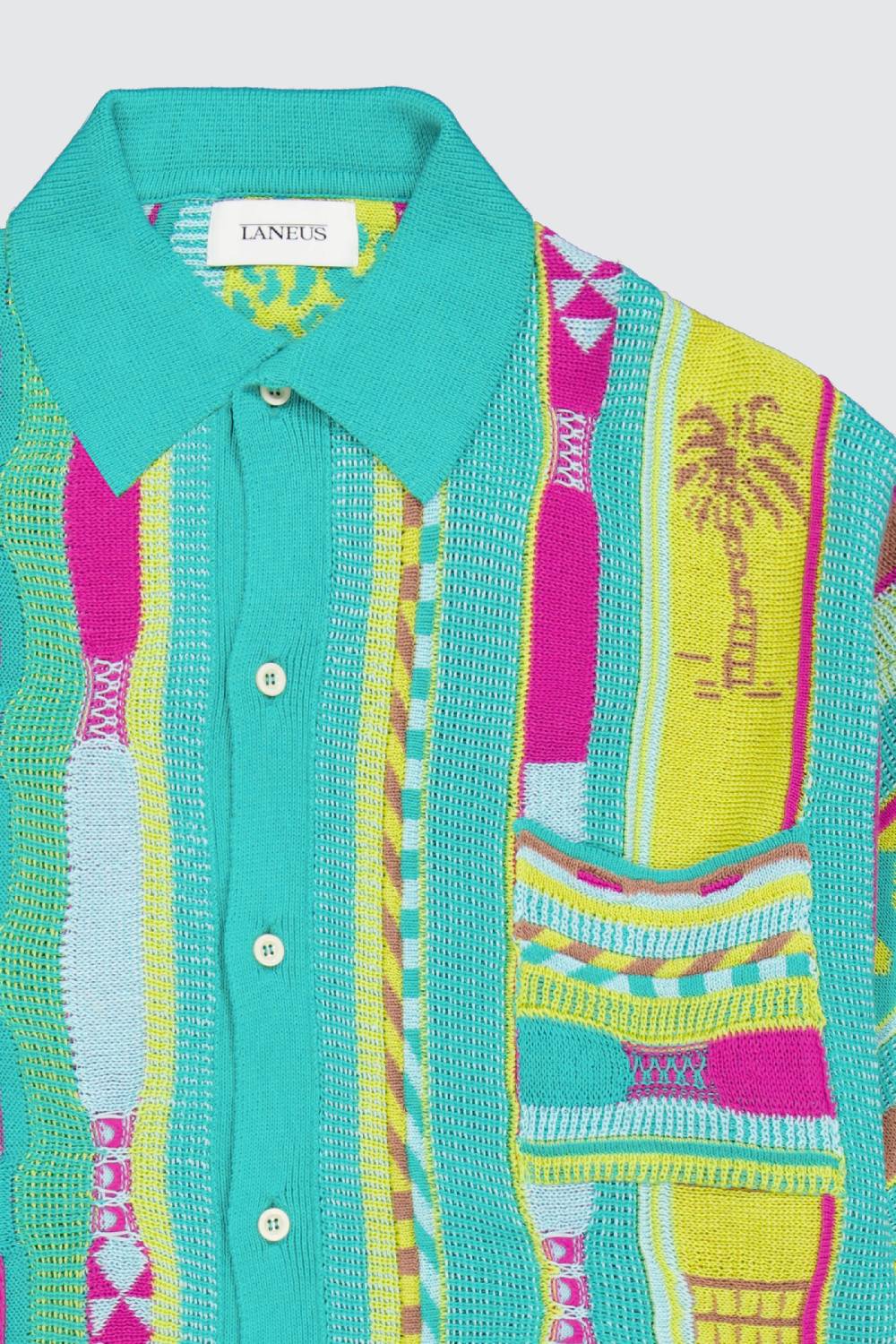 Laneus Laneus polo multicolor turquoise in jacquard Sconto