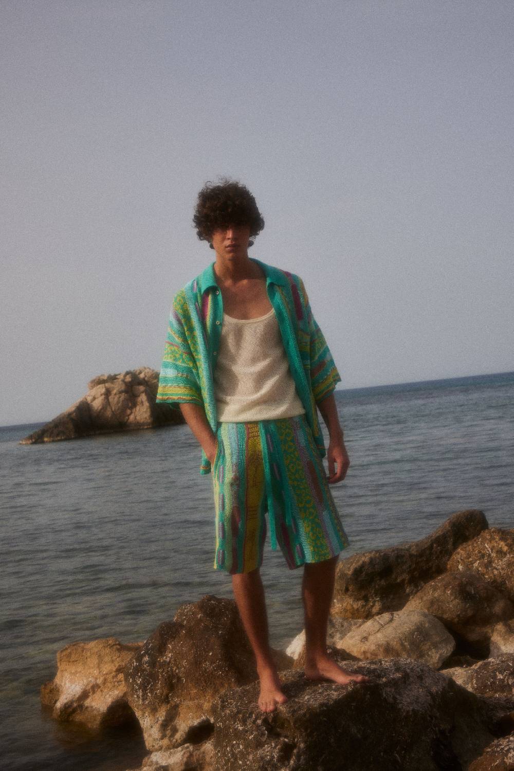 Laneus Laneus bermuda turquoise in jacquard multicolor Offerta