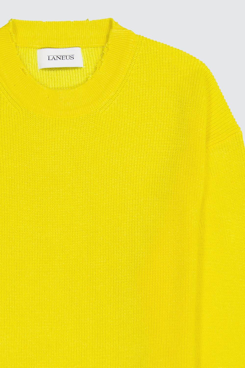 Laneus Laneus maglione yellow cropped effetto destroyed Outlet
