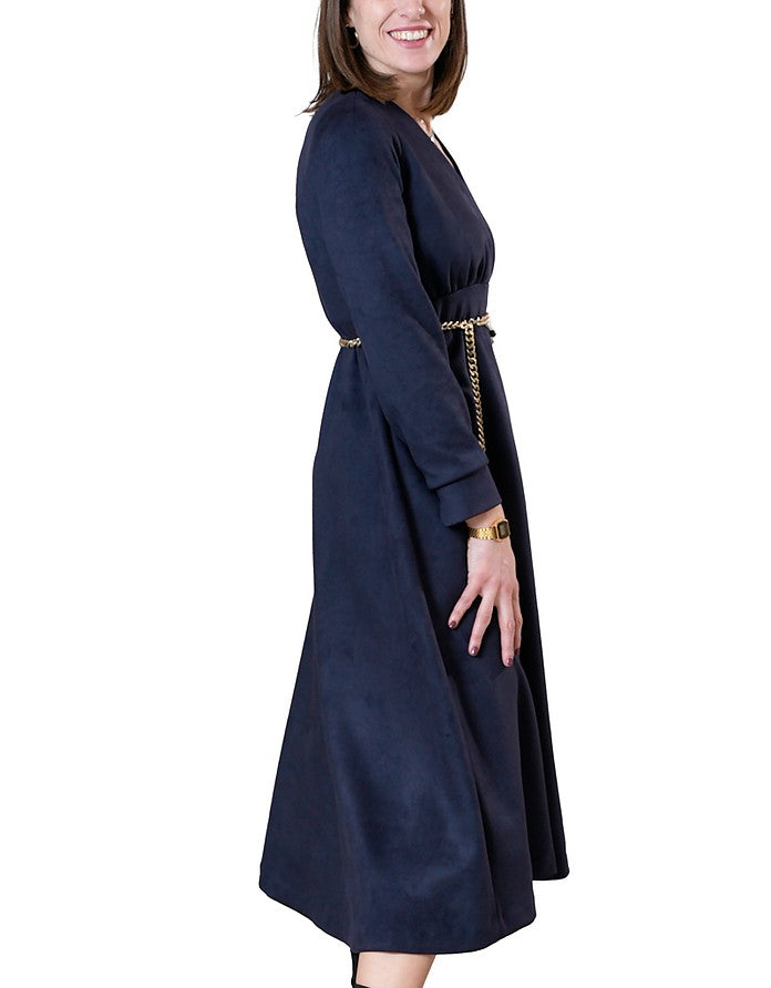 La Fabrique Brigitte Maxi Vestito Blu Nuovo