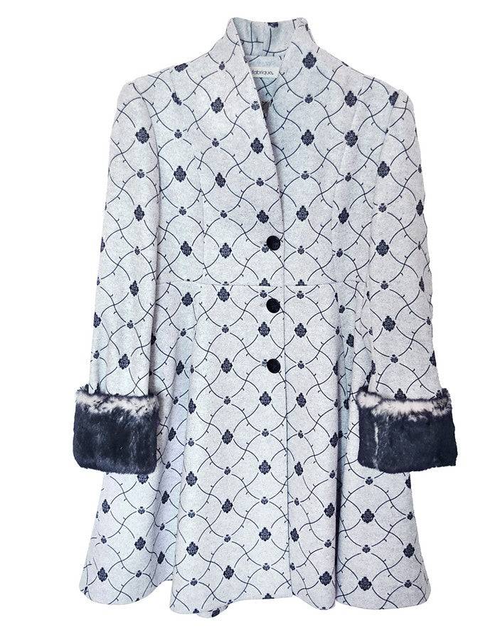 La Fabrique Mia Cappotto Svasato in Blu e Grigio Chiaro Online