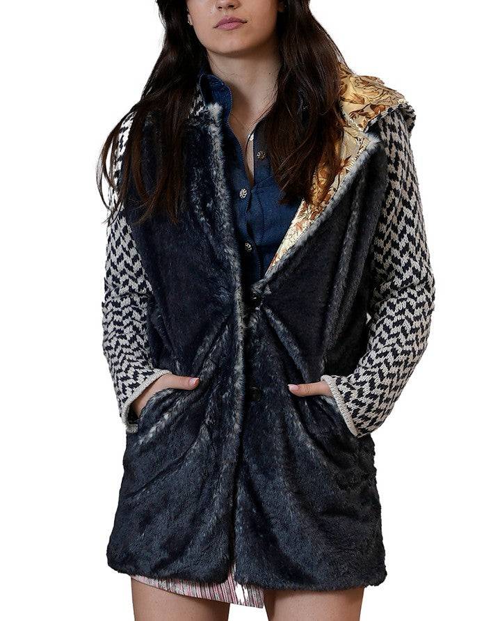 La Fabrique Pauline Cappotto in Maglia con Cappuccio