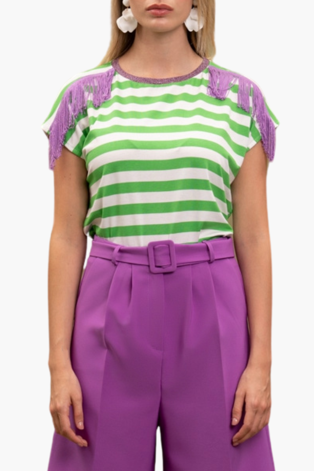 Nualy T-SHIRT CON FRANGIA Affare Del Giorno