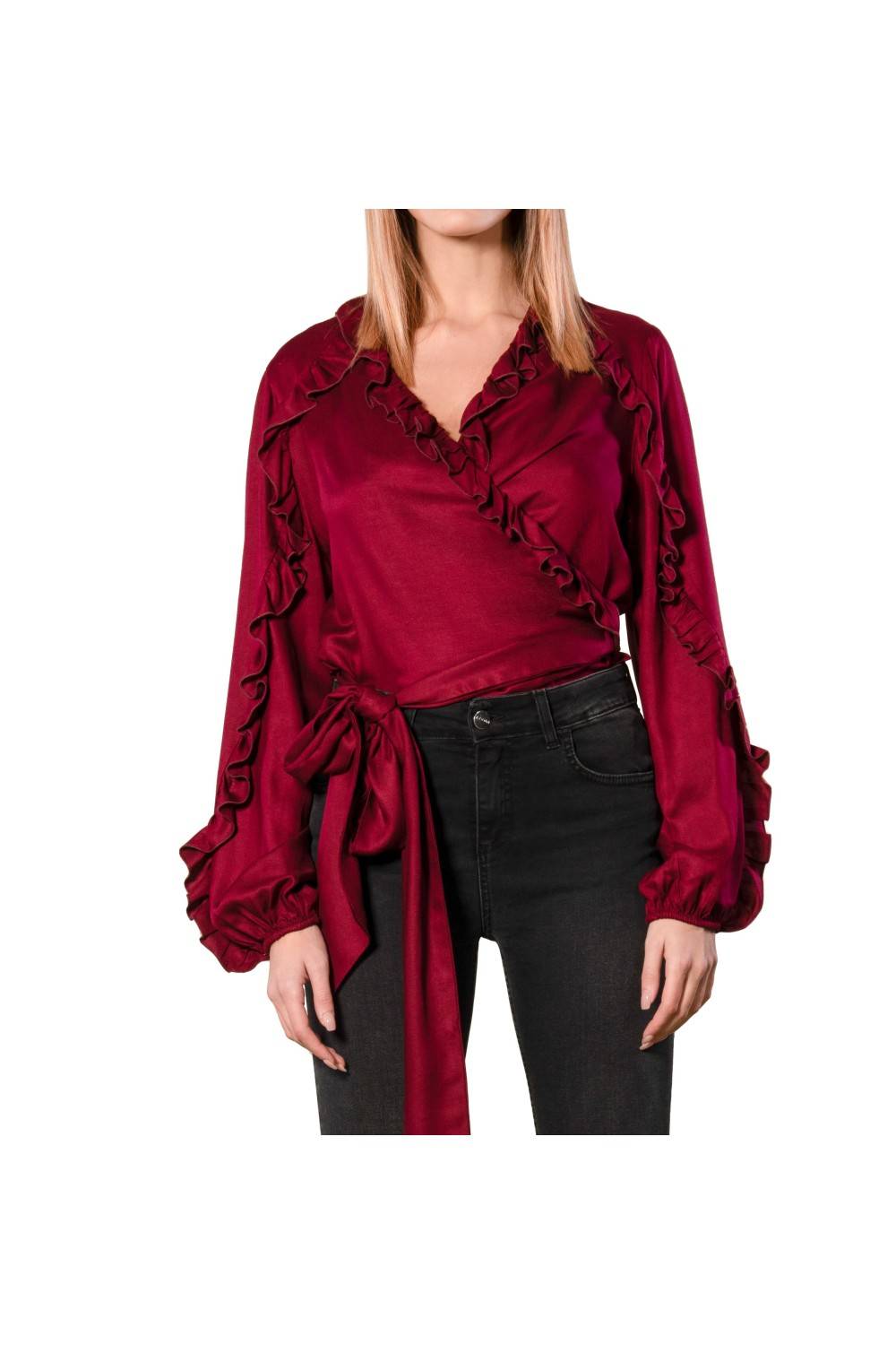 Nualy CAMICIA INCROCIO CON ROUCHES Affare Del Giorno