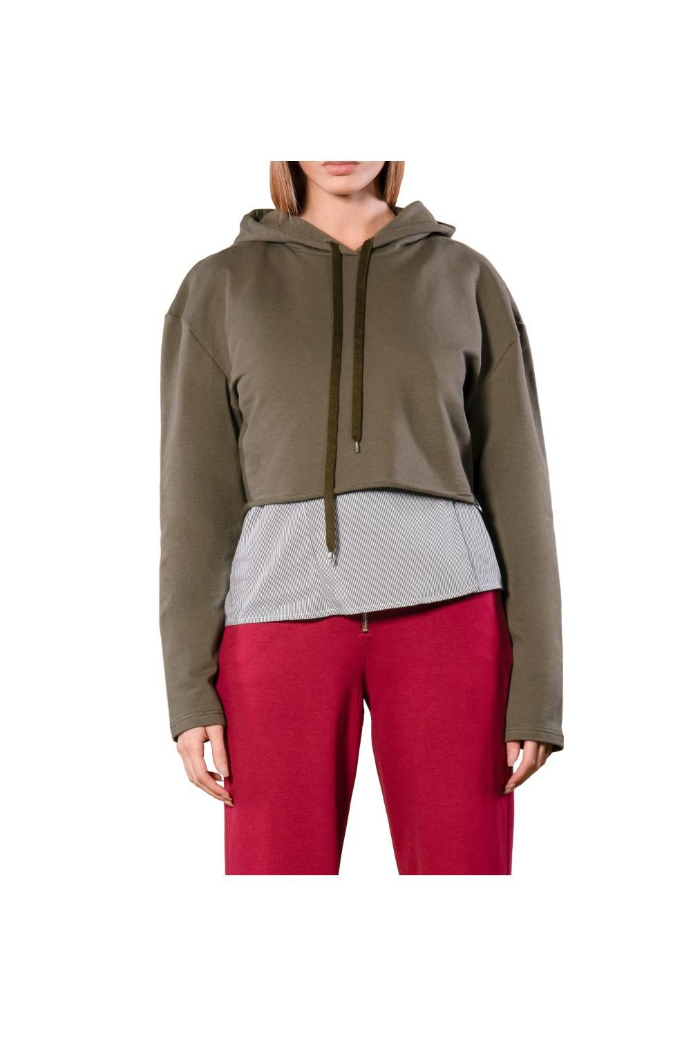 Nualy FELPA CROPPED CON CAPPUCCIO Vendita Calda