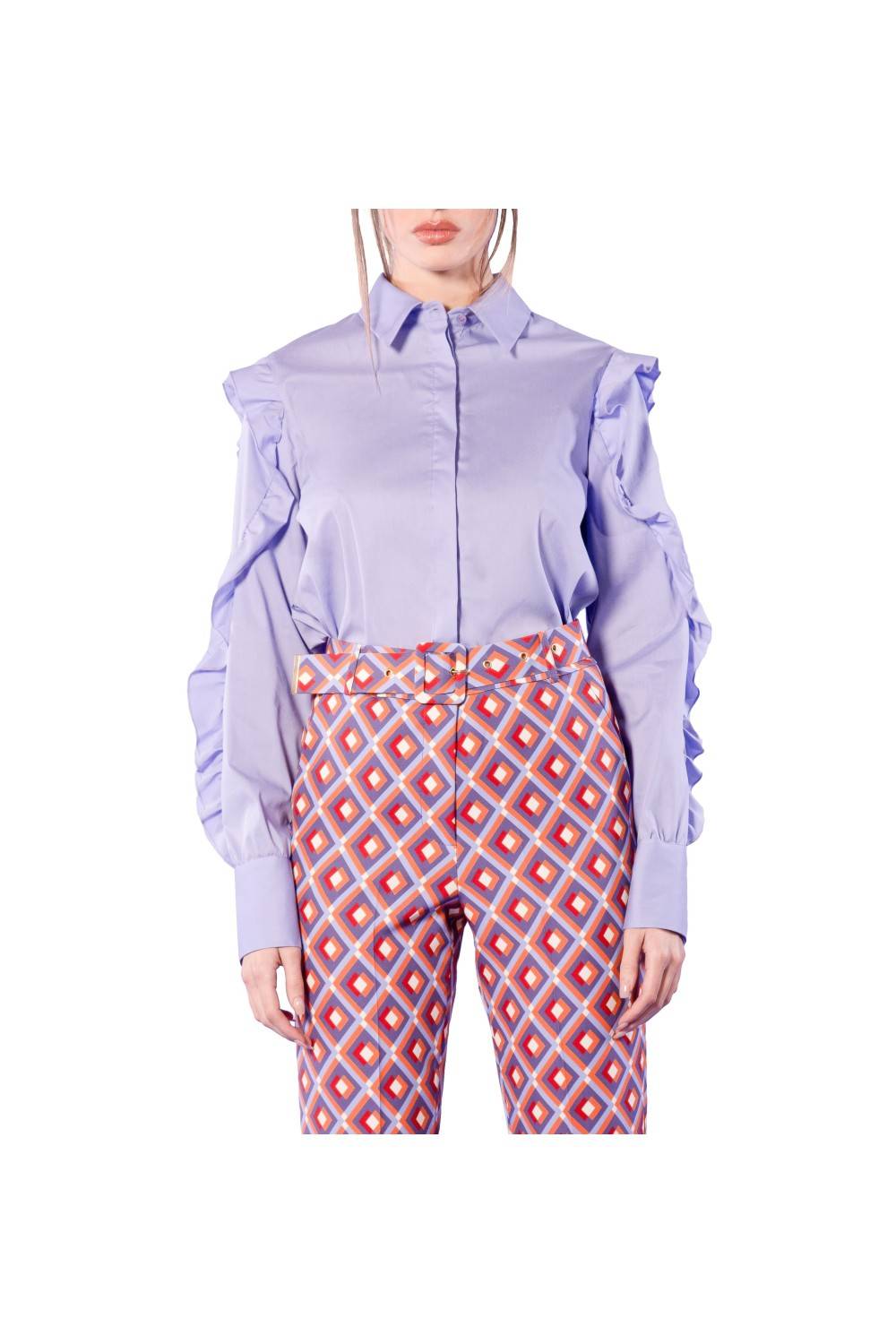 Nualy CAMICIA IN POPELINE CON ROUCHES Vendite Flash
