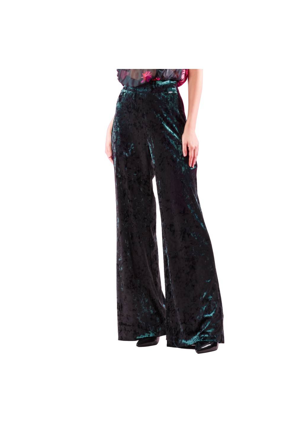 Nualy PANTALONE PALAZZO IN VELLUTO Saldi Di Fabbrica