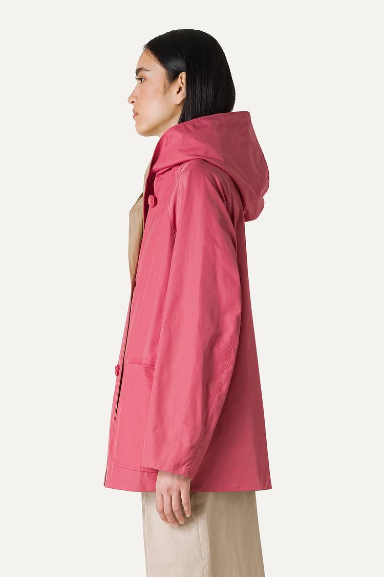 Oof Wear IMPERMEABILE REVERSIBILE CON CAPPUCCIO IN NYLON MEMORY 9411 - ROSA ANTICO/BEIGE In Linea