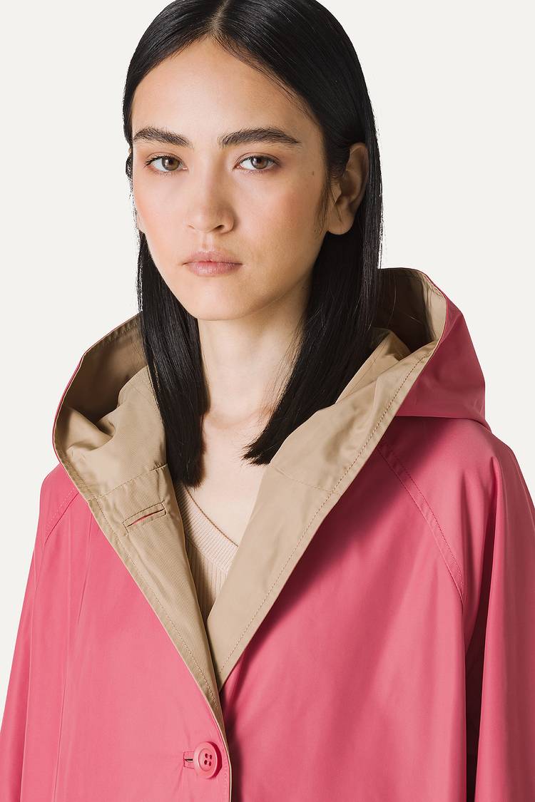 Oof Wear IMPERMEABILE REVERSIBILE CON CAPPUCCIO IN NYLON MEMORY 9411 - ROSA ANTICO/BEIGE In Linea