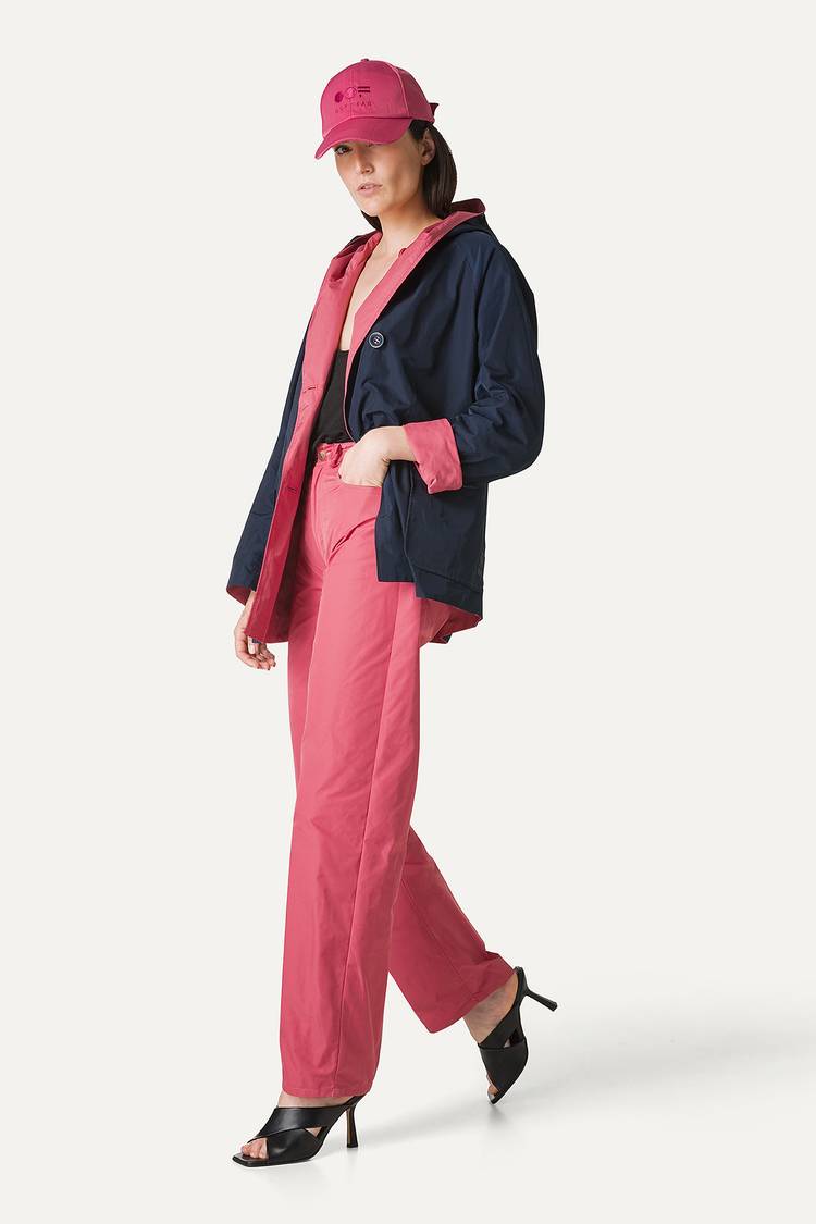 Oof Wear IMPERMEABILE REVERSIBILE CON CAPPUCCIO IN NYLON MEMORY 9411 - BLU NOTTE/ROSA ANTICO Nuovo