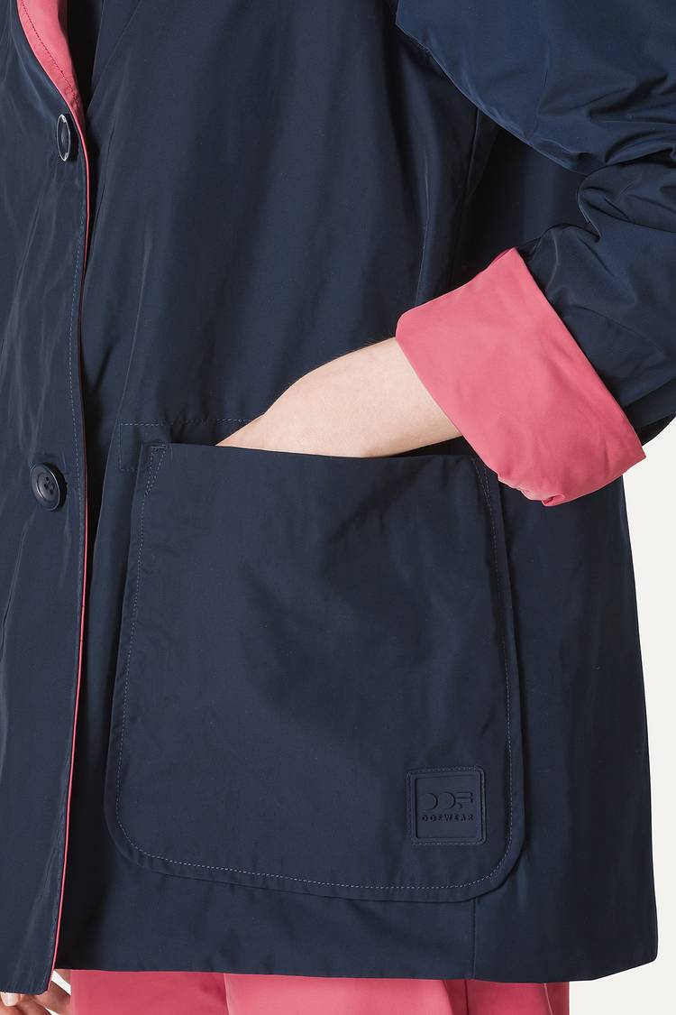 Oof Wear IMPERMEABILE REVERSIBILE CON CAPPUCCIO IN NYLON MEMORY 9411 - BLU NOTTE/ROSA ANTICO Nuovo