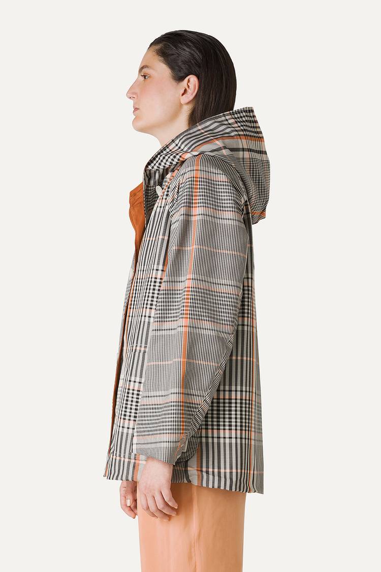 Oof Wear IMPERMEABILE REVERSIBILE CON CAPPUCCIO IN NYLON MEMORY CON DISEGNO CHECK 9411 - ARANCIONE/PAPRIKA Qualità