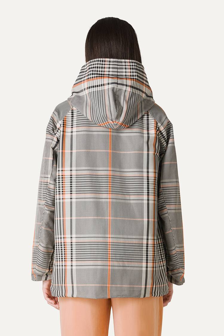 Oof Wear IMPERMEABILE REVERSIBILE CON CAPPUCCIO IN NYLON MEMORY CON DISEGNO CHECK 9411 - ARANCIONE/PAPRIKA Qualità