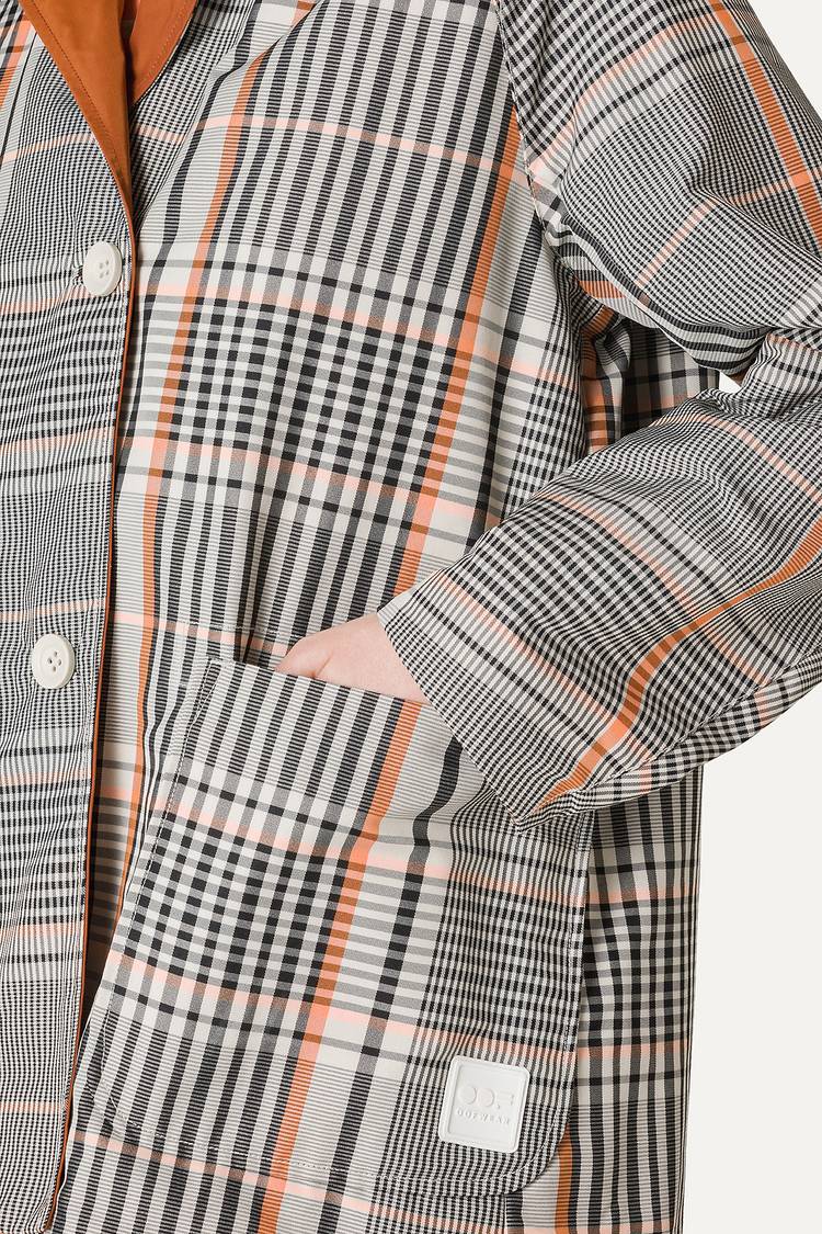 Oof Wear IMPERMEABILE REVERSIBILE CON CAPPUCCIO IN NYLON MEMORY CON DISEGNO CHECK 9411 - ARANCIONE/PAPRIKA Qualità