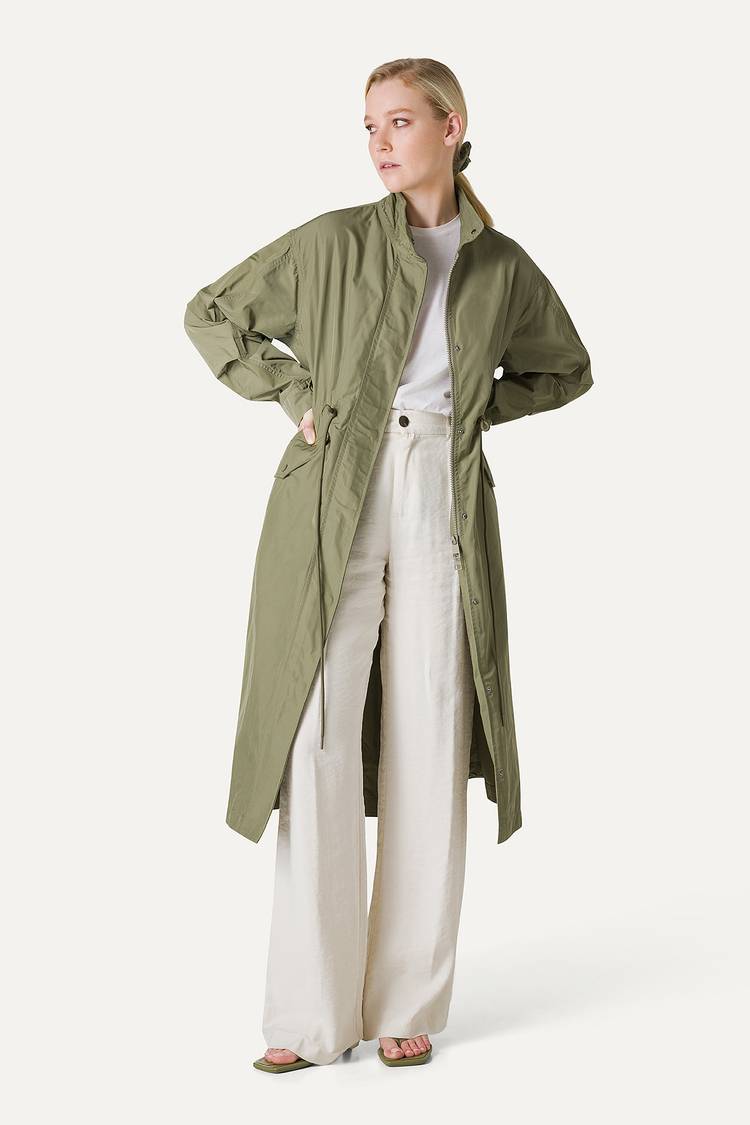 Oof Wear PARKA LUNGO OVER IN NYLON MEMORY 9211 - VERDE MIMETICO Qualità Garantita
