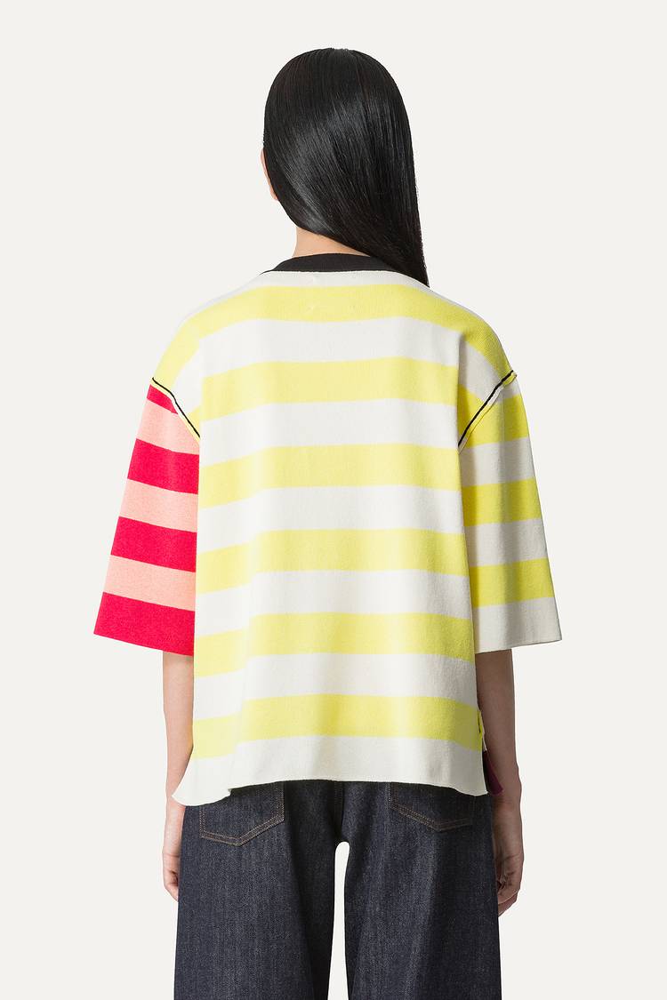Oof Wear T-SHIRT A RIGHE COLORATE IN COTONE 4055 - PANNA/BORDEAUX Consegna Veloce