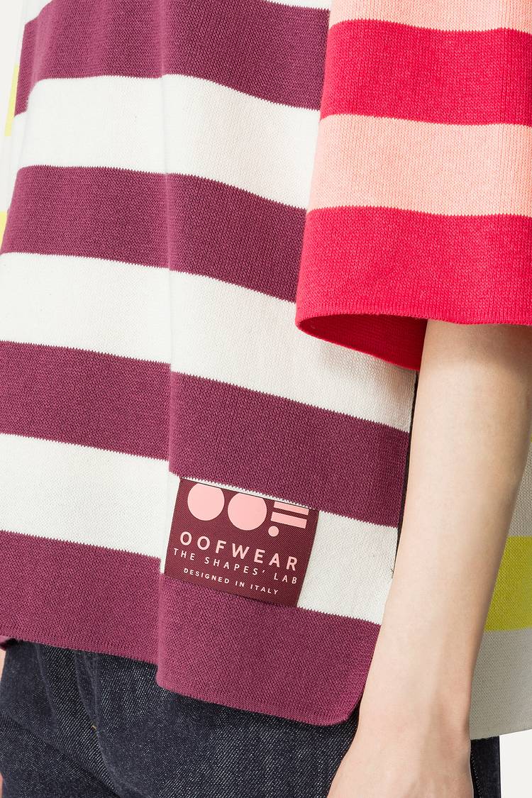 Oof Wear T-SHIRT A RIGHE COLORATE IN COTONE 4055 - PANNA/BORDEAUX Consegna Veloce