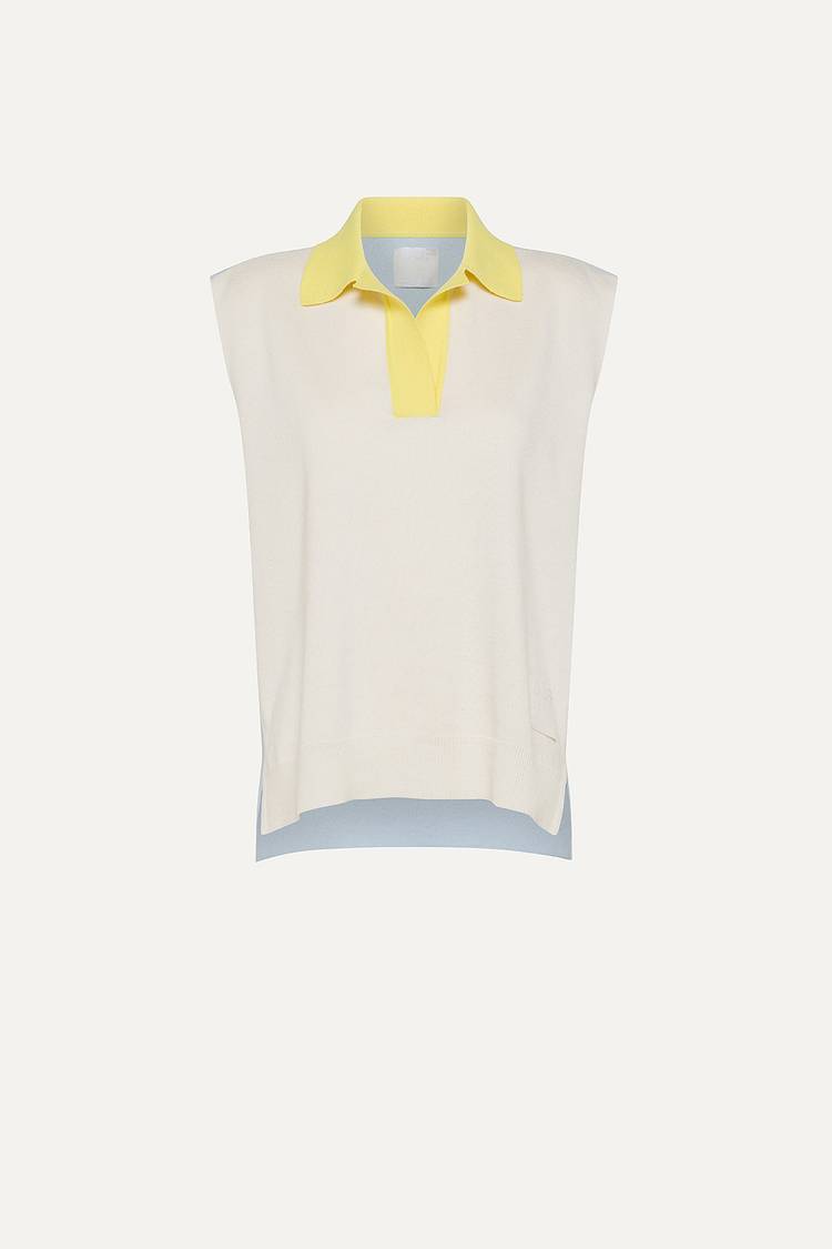 Oof Wear GILET COLORATO IN COTONE 4057 - PANNA/AZZURRO Fino Al -60%