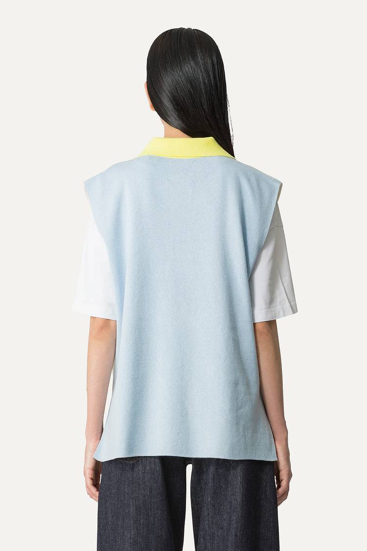 Oof Wear GILET COLORATO IN COTONE 4057 - PANNA/AZZURRO Fino Al -60%