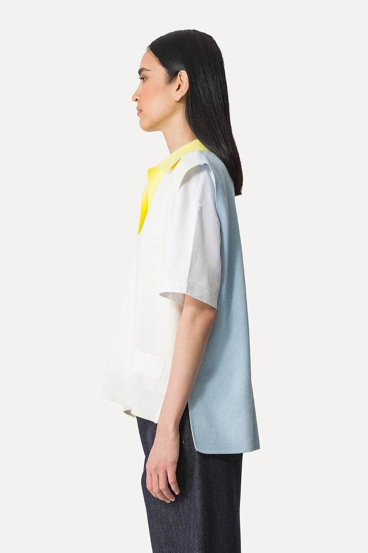 Oof Wear GILET COLORATO IN COTONE 4057 - PANNA/AZZURRO Fino Al -60%