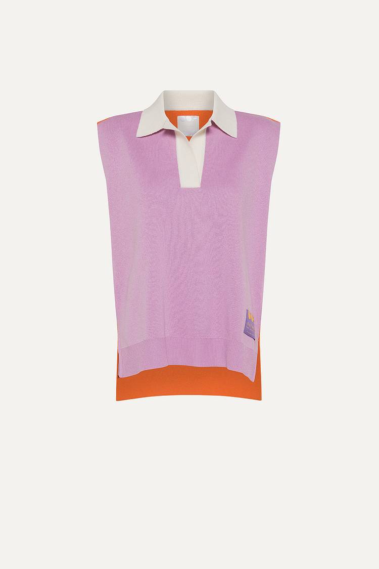 Oof Wear GILET COLORATO IN COTONE 4057 - LILLA/ARANCIO Affare Del Giorno