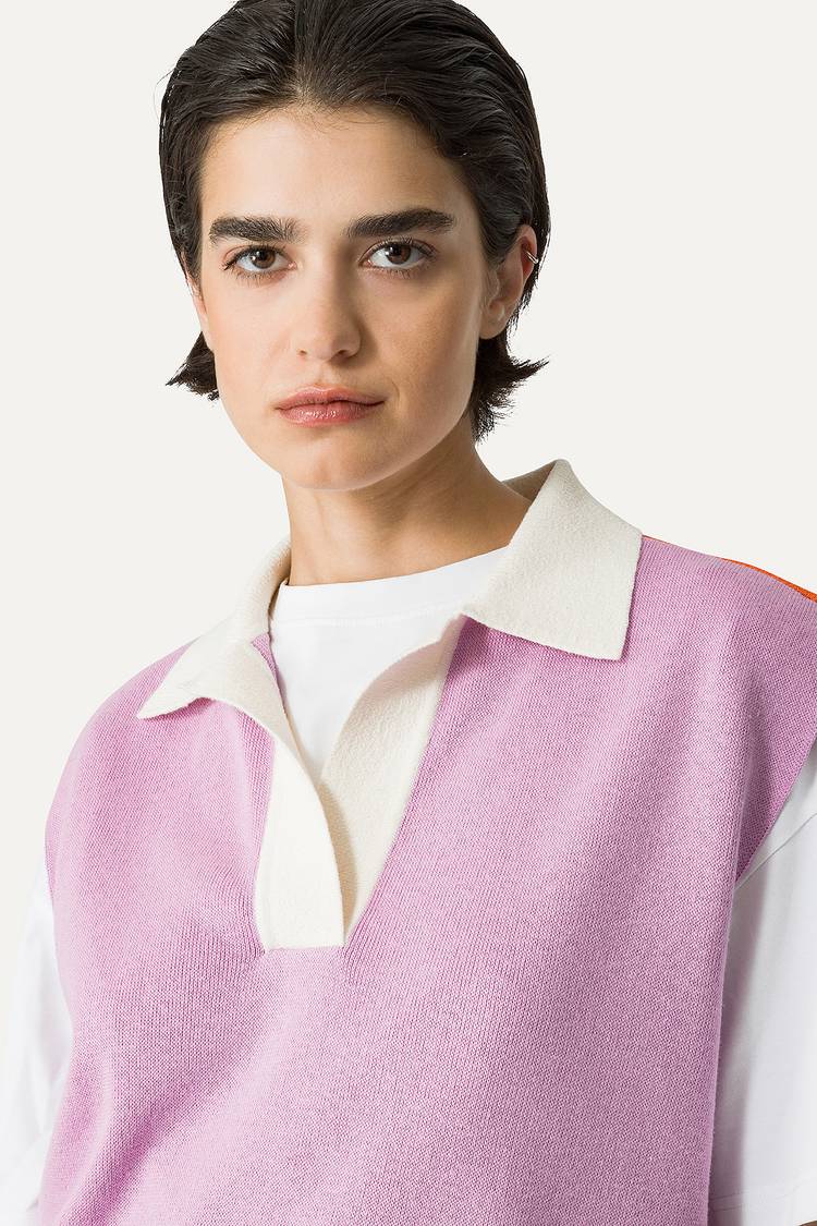 Oof Wear GILET COLORATO IN COTONE 4057 - LILLA/ARANCIO Affare Del Giorno