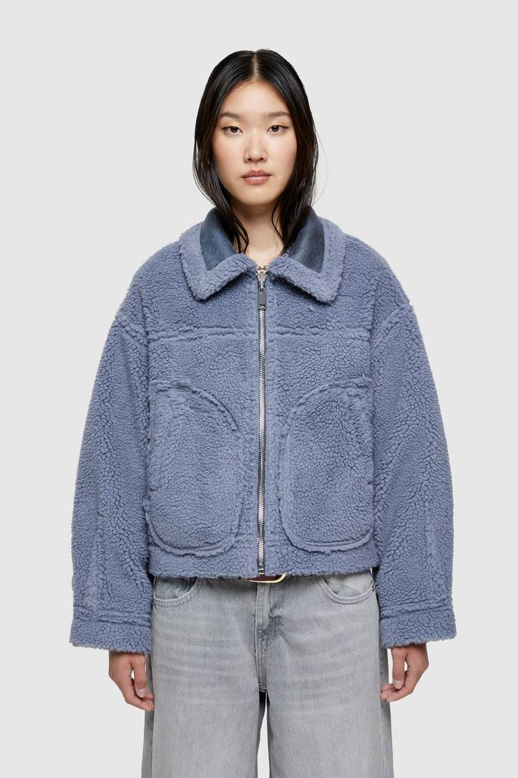 Oof Wear GIACCA CORTA REVERSIBILE 9262 IN ECO-MONTONE - CERULEO/CARTA DA ZUCCHERO Vendita Economica