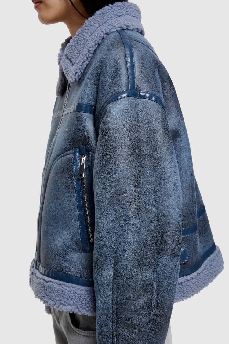 Oof Wear GIACCA CORTA REVERSIBILE 9262 IN ECO-MONTONE - CERULEO/CARTA DA ZUCCHERO Vendita Economica