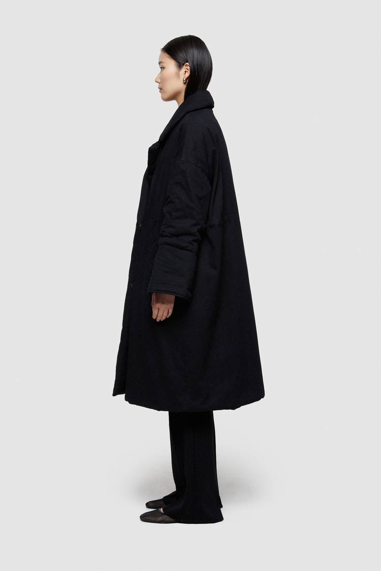 Oof Wear GIACCA LUNGA 9244 IN GABARDINA DI COTONE - NERO In Saldo