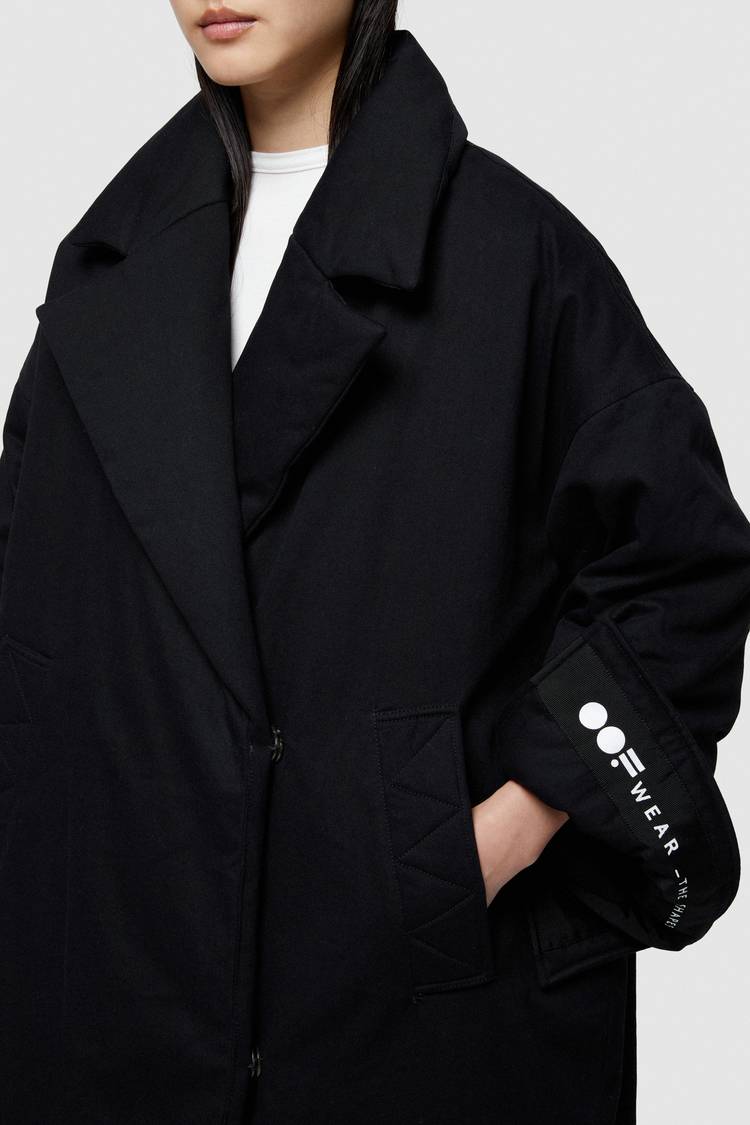 Oof Wear GIACCA LUNGA 9244 IN GABARDINA DI COTONE - NERO In Saldo