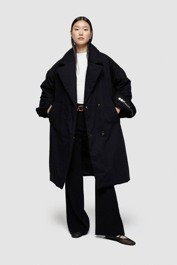 Oof Wear GIACCA LUNGA 9244 IN GABARDINA DI COTONE - NERO In Saldo