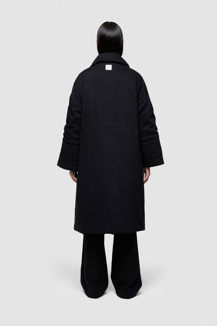Oof Wear GIACCA LUNGA 9244 IN GABARDINA DI COTONE - NERO In Saldo