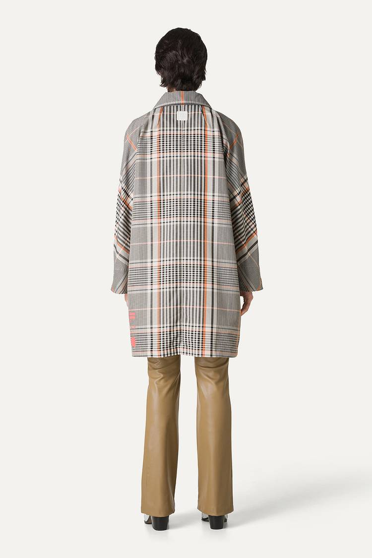 Oof Wear TRENCH IN NYLON MEMORY A DISEGNO CHECK 9138 - ARANCIO/CREMA Italia