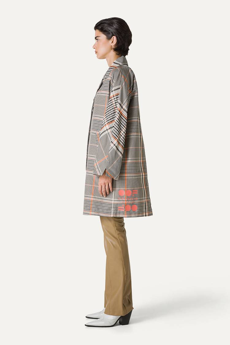 Oof Wear TRENCH IN NYLON MEMORY A DISEGNO CHECK 9138 - ARANCIO/CREMA Italia