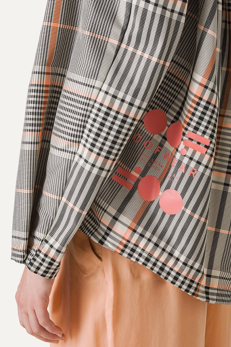 Oof Wear GIACCA CORTA IN NYLON MEMORY CON ARRICIO SULLA SCHIENA A DISEGNO CHECK 9139 - ARANCIO/CREMA Vendita