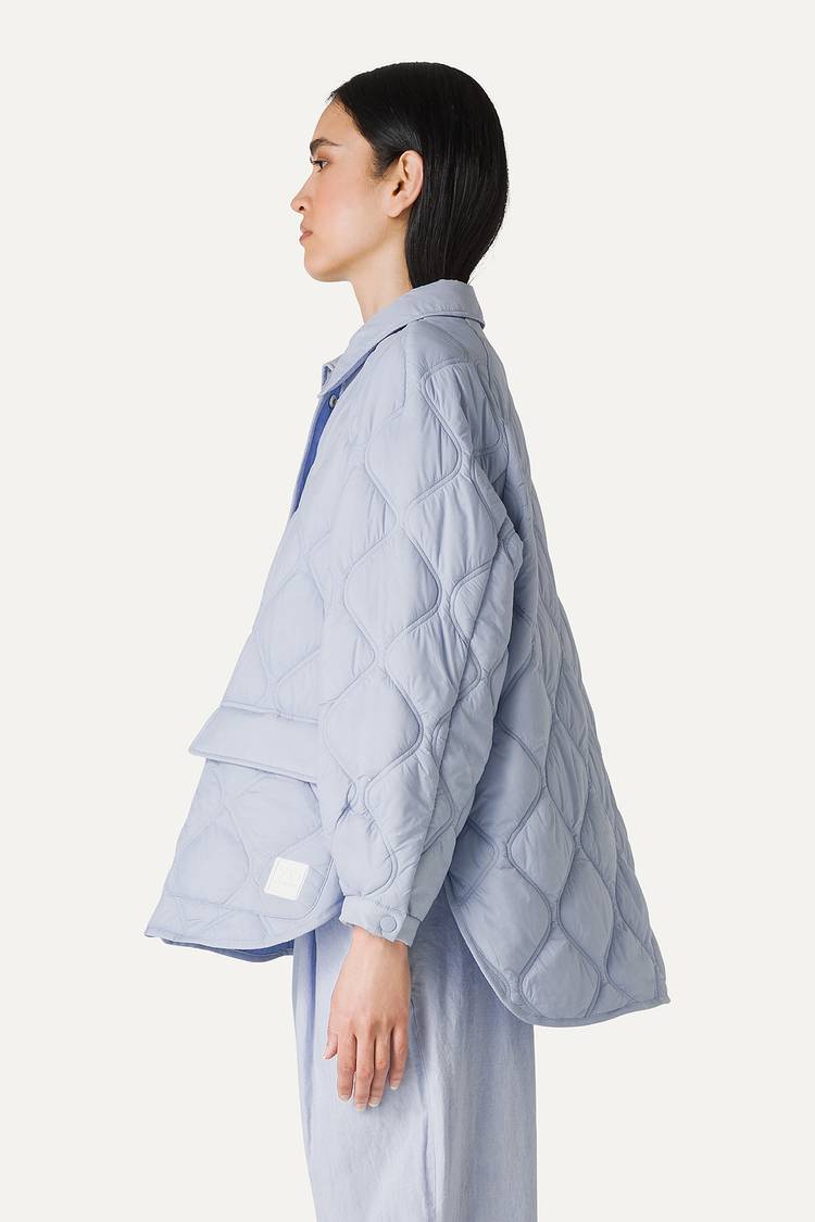 Oof Wear GIACCA A CAMICIA OVER IN NYLON LEGGERO TRAPUNTATO 9222 - CIELO Soddisfazione Garantita