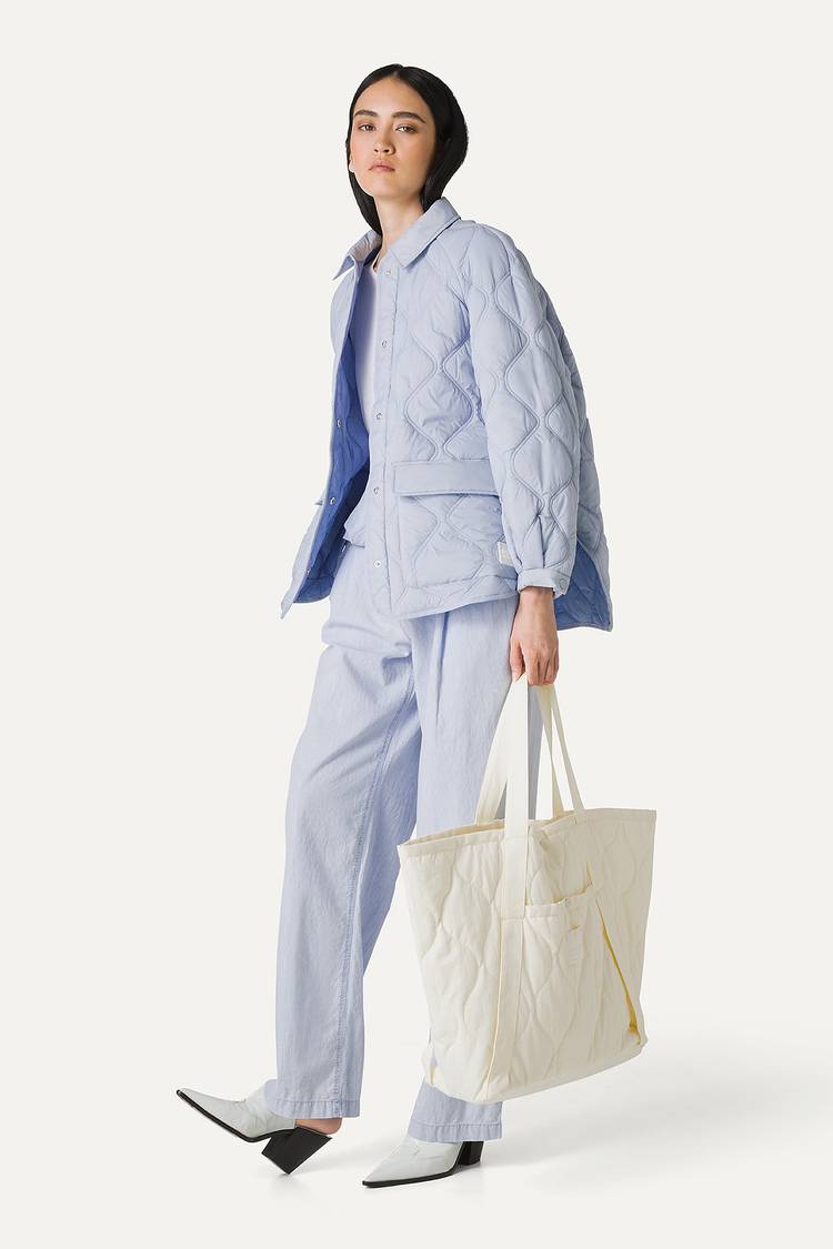 Oof Wear GIACCA A CAMICIA OVER IN NYLON LEGGERO TRAPUNTATO 9222 - CIELO Soddisfazione Garantita