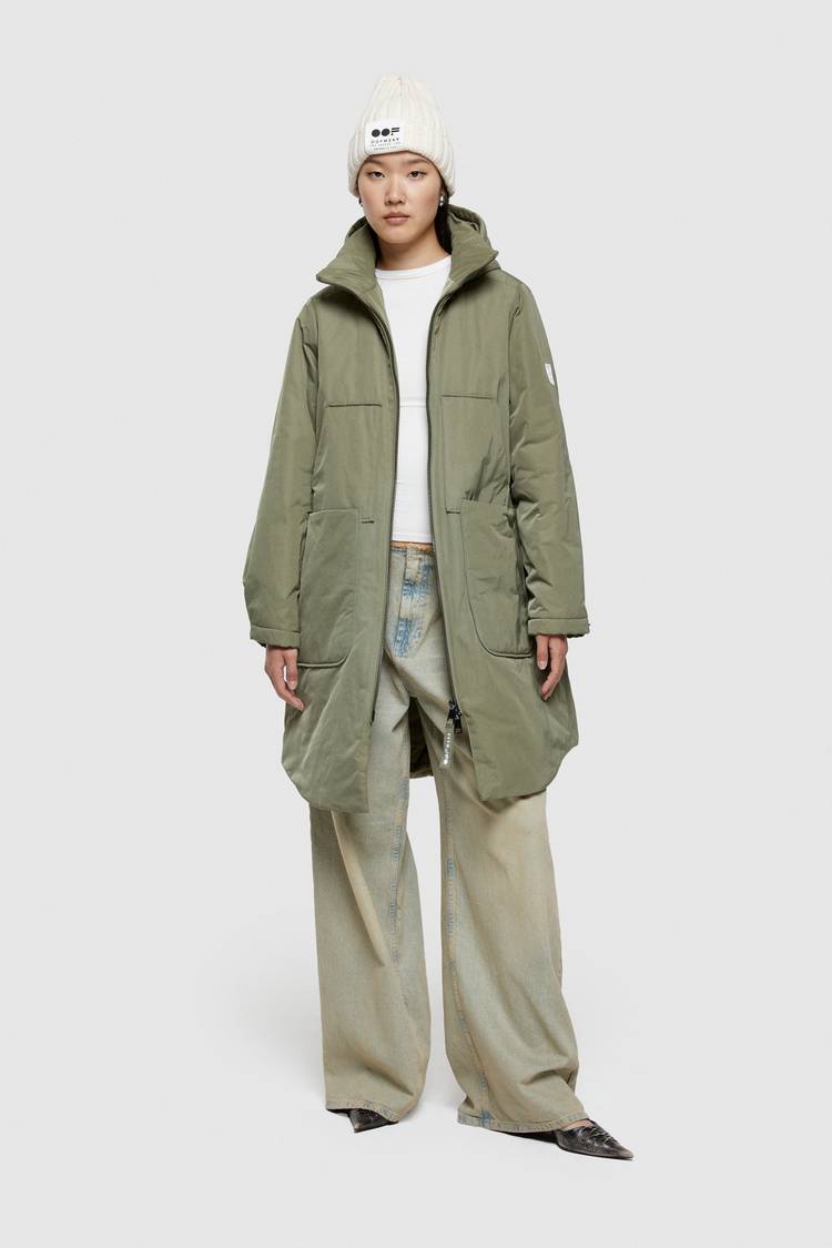 Oof Wear PARKA LUNGO 9094 IN NYLON MEMORY - VERDE MIMETICO