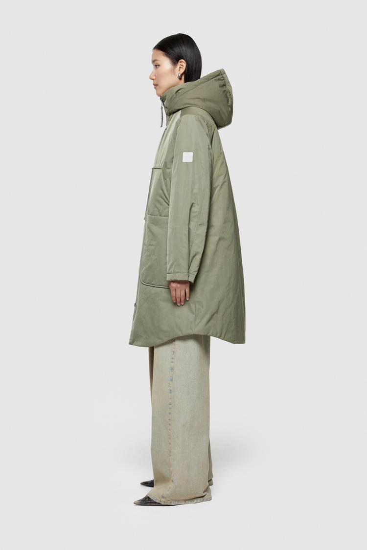 Oof Wear PARKA LUNGO 9094 IN NYLON MEMORY - VERDE MIMETICO Promozione Limitata