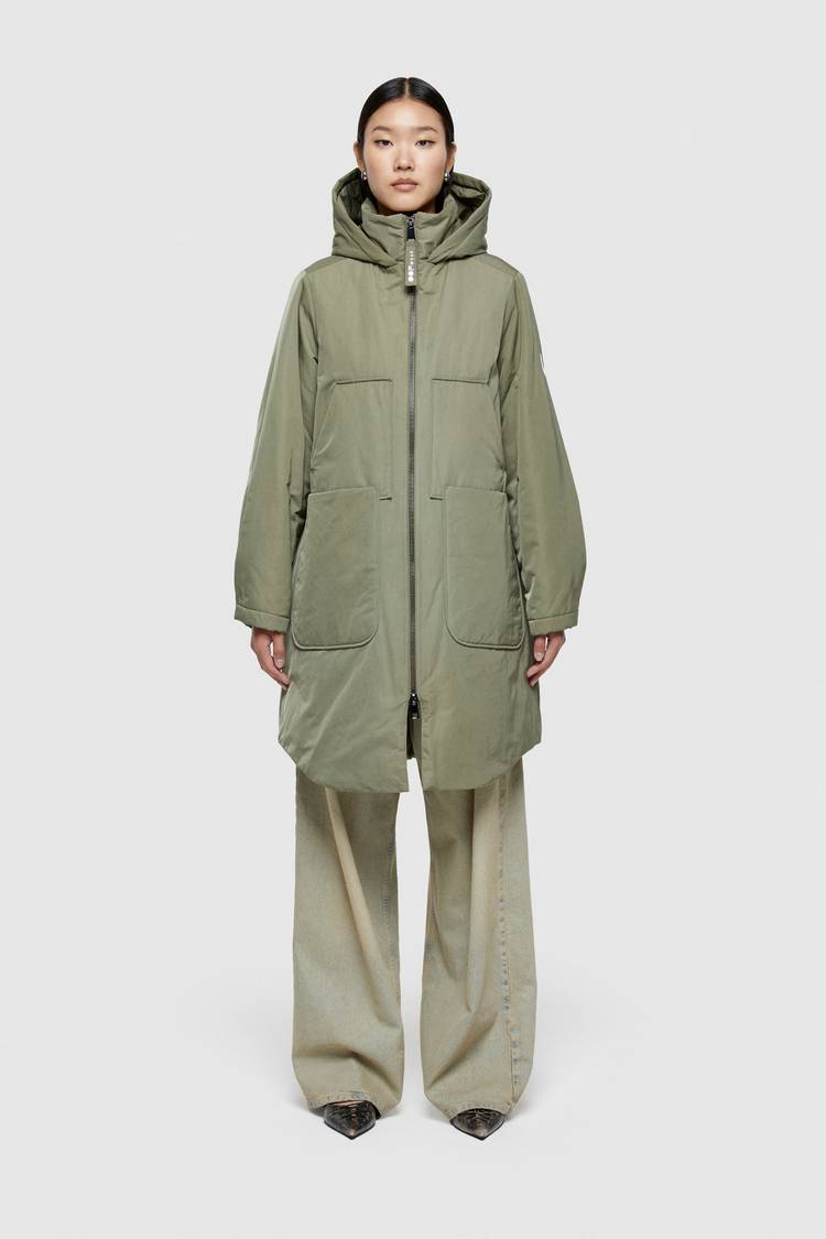 Oof Wear PARKA LUNGO 9094 IN NYLON MEMORY - VERDE MIMETICO Promozione Limitata