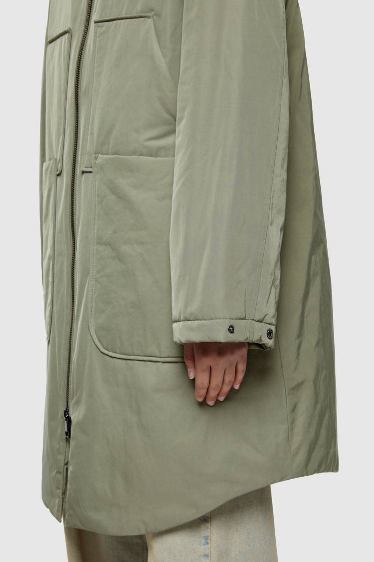 Oof Wear PARKA LUNGO 9094 IN NYLON MEMORY - VERDE MIMETICO Promozione Limitata