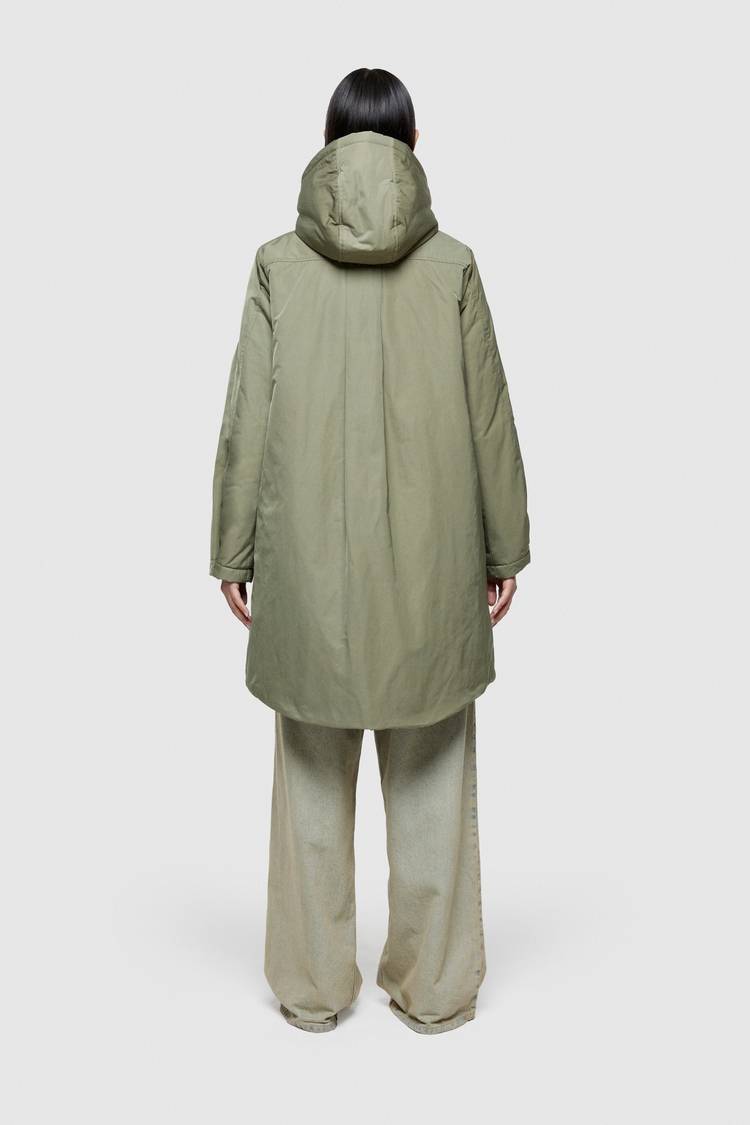 Oof Wear PARKA LUNGO 9094 IN NYLON MEMORY - VERDE MIMETICO Promozione Limitata