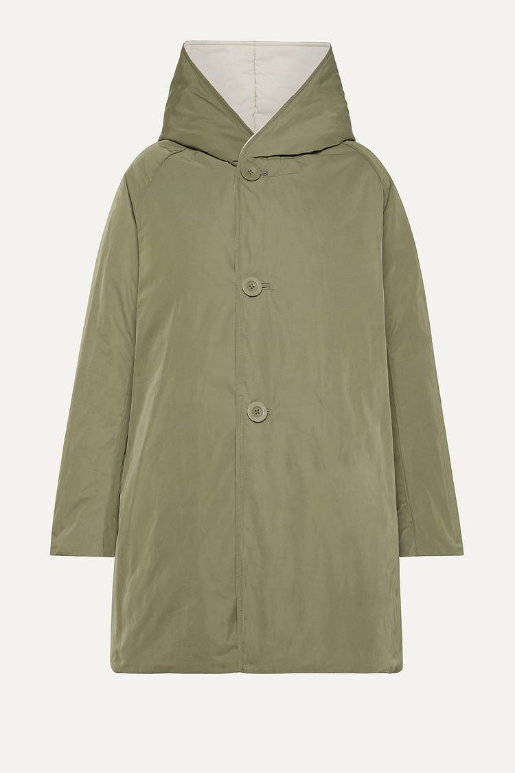 Oof Wear IMPERMEABILE REVERSIBILE 9410 IN NYLON MEMORY CON CAPPUCCIO - PANNA/VERDE MILITARE Fino Al -60%